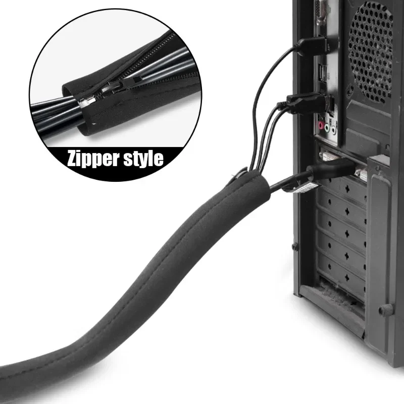 3-1Pcs Zipper Cable Sleeve Flexible Wire Cable Management Cable Protector PC Computer Wire Organizer for TV Computer Office Home