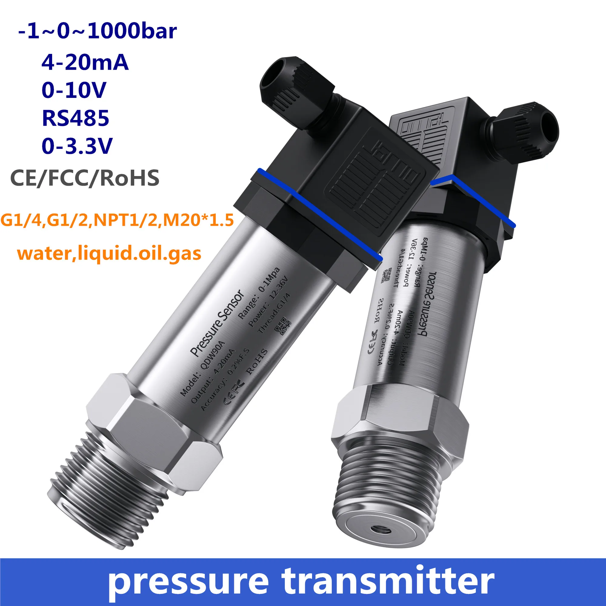 

G1/4 pressure sensor transmitter 1MPa 1.6MPa 2.5MPa 10kpa 20kpa 60kpa pressure sensor 4-20mA 0-3.3V 0-10V pressure gauge