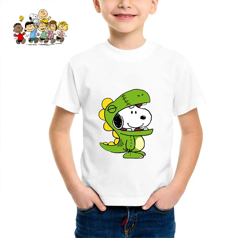 Camiseta de algodón Snoopy para niños, abrigo corto de manga corta, patrón de personaje del juego, camiseta de Anime a la moda, ropa de dibujos animados, ropa informal, regalos