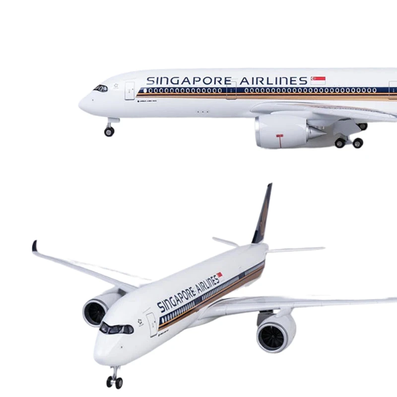 47CM 1/142 Scale Airplane A350 Singapore Airline Model W Light & Wheel Diecast Plastic Resin Plane Collection Decoration