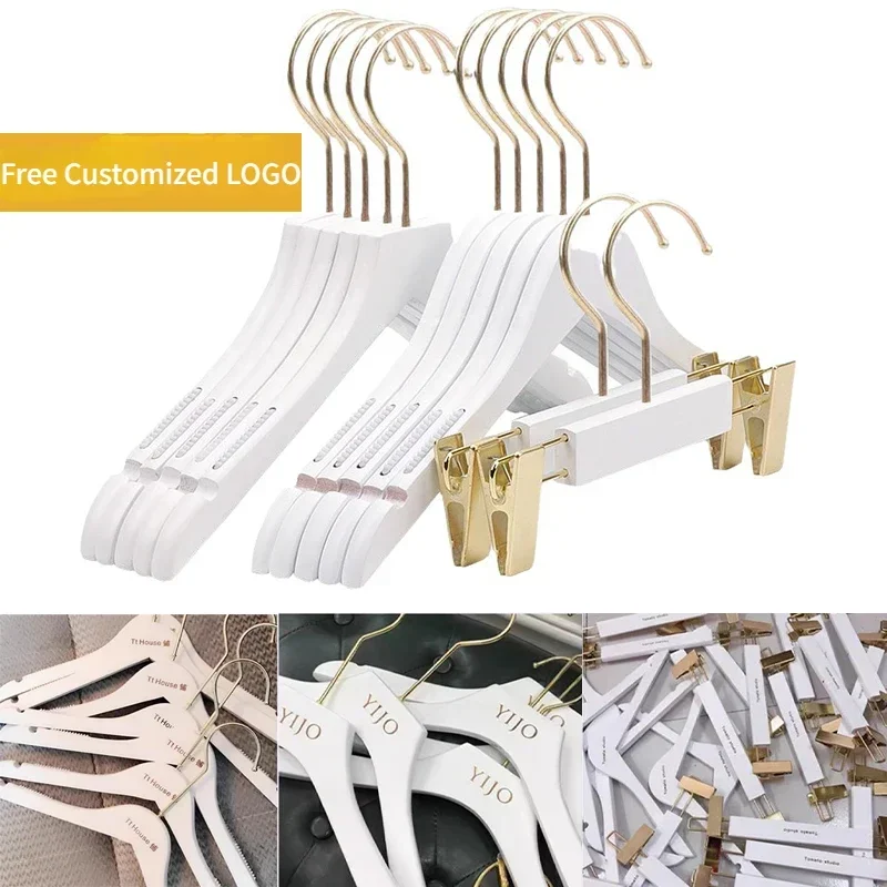 

Personalized Wooden Coat Hanger,White Non-slip Hangers with 360 ° Swivel Hook for Clothing Store,DIY Logo Organizer Rack,30Pcs