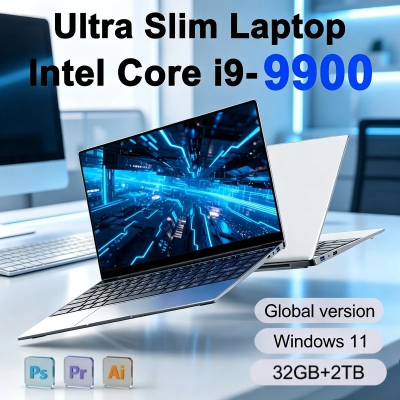 Portable Computer 14.1 Inch Intel Core I9-9900 Windows 11 Pro Laptops 16GB RAM 1TB SSD Office Gamer Study Notebook Computer PC
