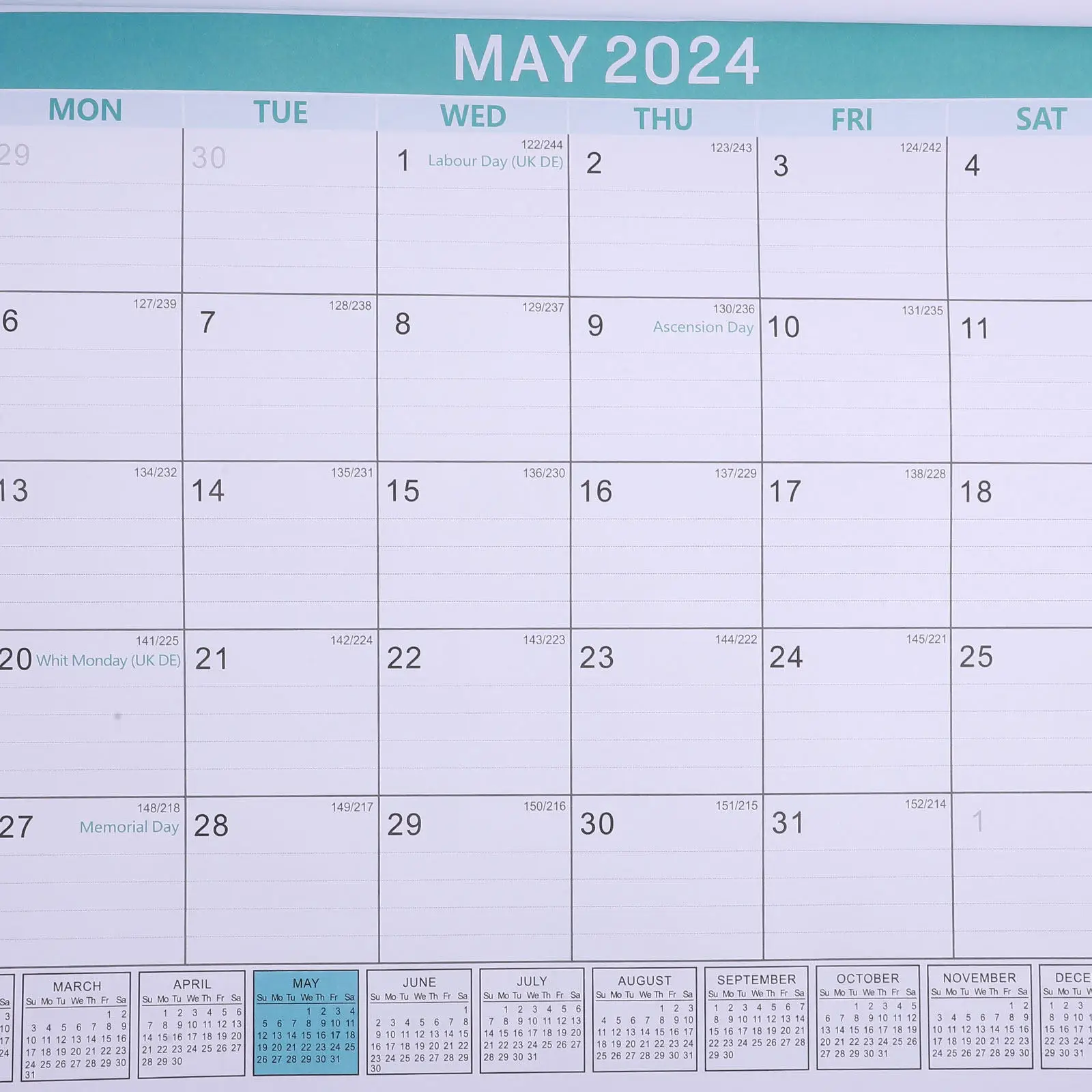 

English Calendar Monthly Organizer 18 Month Calendar Wall Hanging Planner 2024 2025 Yearly Monthly Weekly Family Office Daily