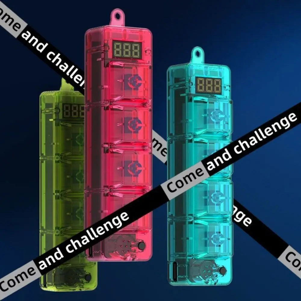With LED Light Keyboard Fidget Portable Calming Game Console Keyboard Keychain Free Assembly Crystal Clicker Hand Fidget