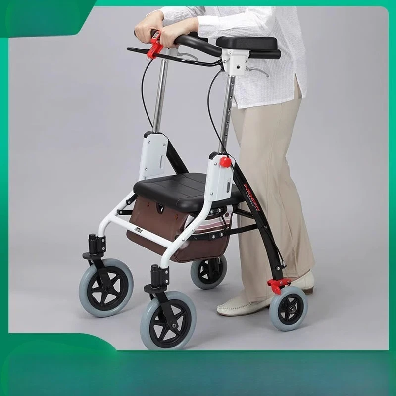 Original imported elderly push scooter folding seat shopping cart the elderly walking cart
