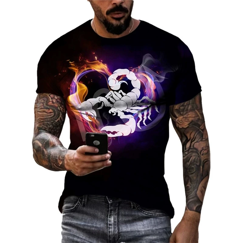 Star Sign Men's Short Sleeve Crew Neck T-shirt Summer Outdoor Special Casual Comfort Tops  Harajuku Oversized Summer Woman S-7XL