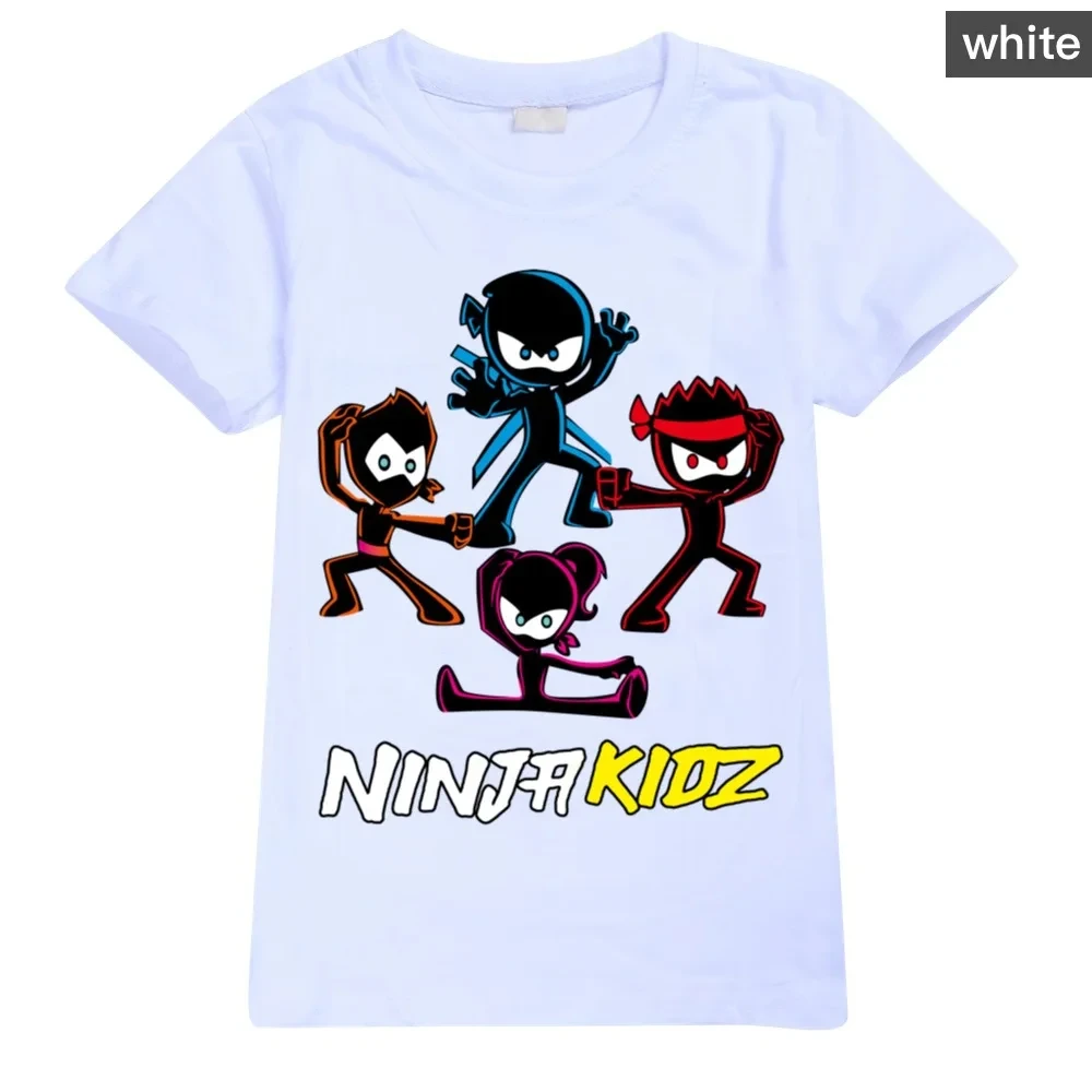 Ninja kidz-幼児の夏のTシャツ、10代の女の子の服、子供の綿のTシャツ、ブティックのキッズTシャツ、Oネックトップ、人気販売、2024