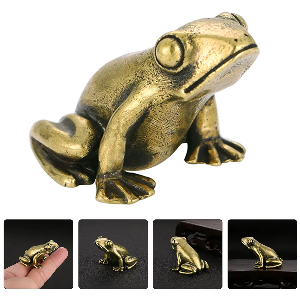 

Retro Frog Shaped Golden Desktop Ornament Home Office Decor Small Animal Statue Vintage Cabinet Adornment Craft Decoration