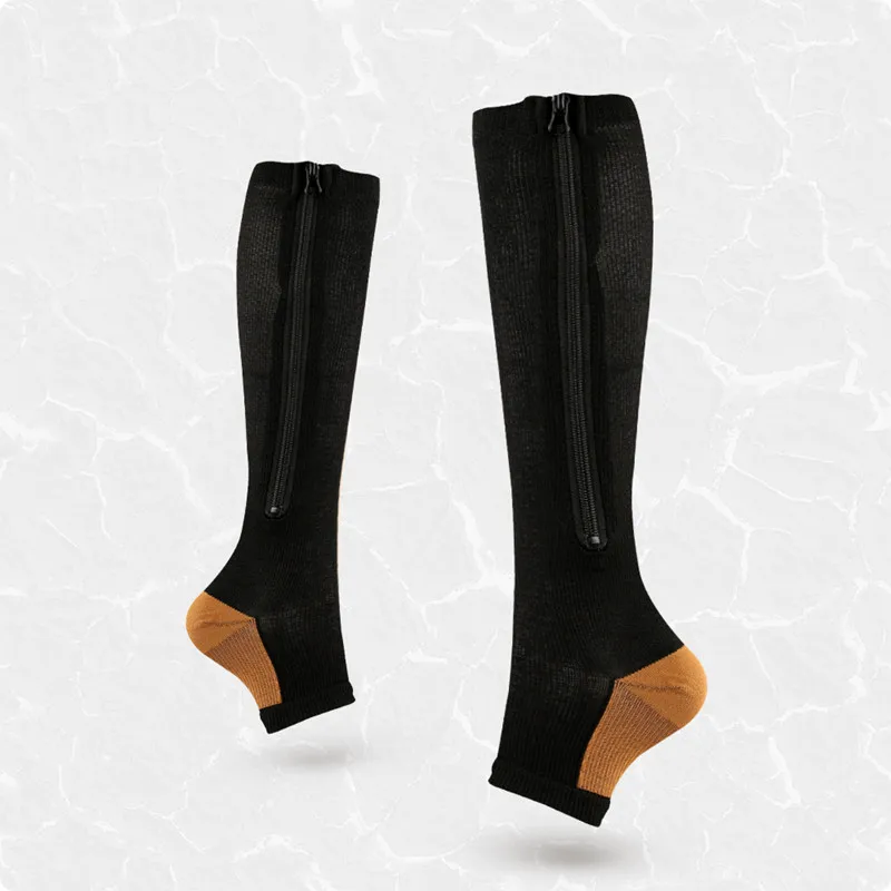 1 Paar Kompressionssocken mit Reißverschluss, Fettverbrennung, Radsocken, Laufen, schlanke Dornröschenbeine, Krampfadern-Präventionssocken für Herren – Detail 12