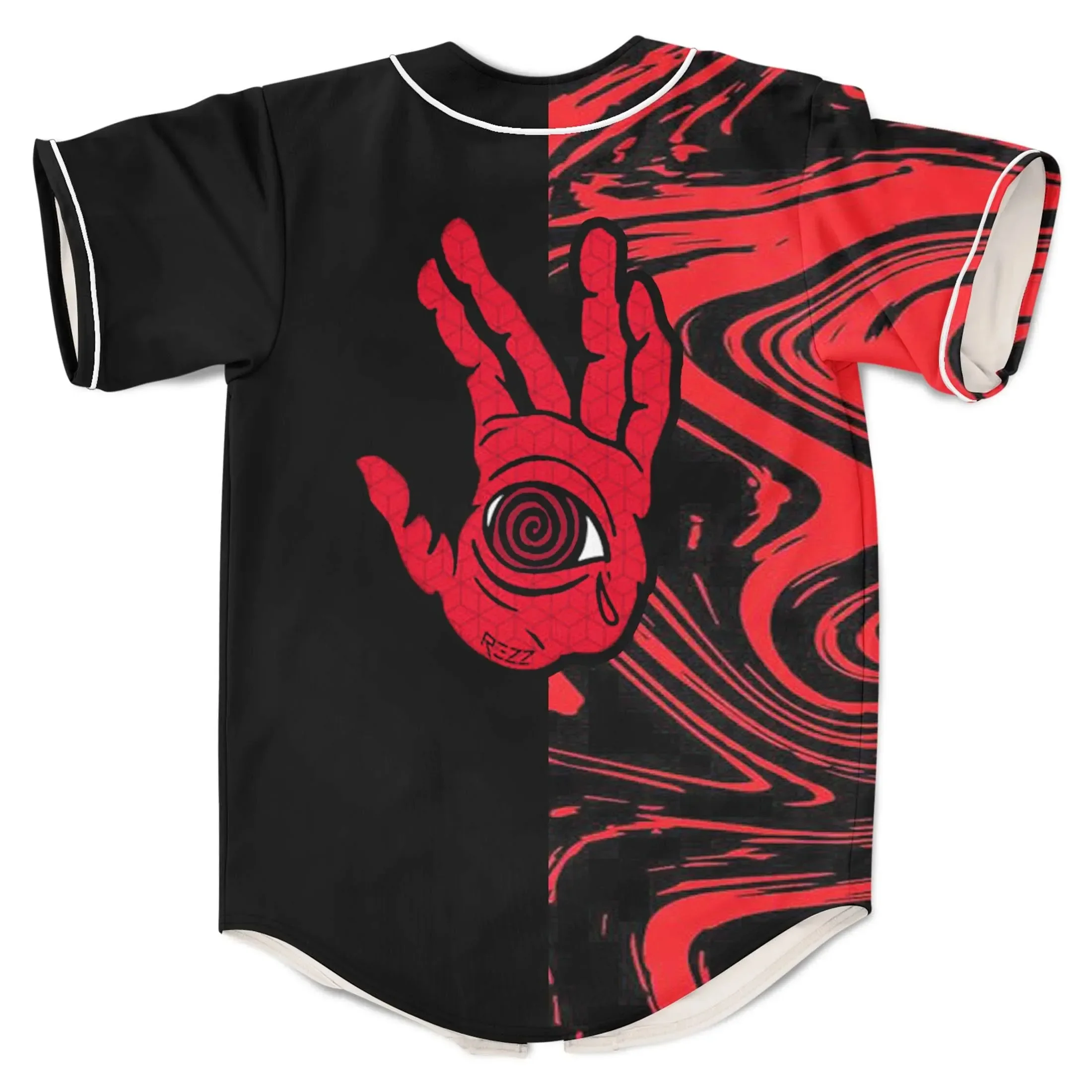 Rezz  jersey  hypnohand red trippy psychedelic  Thin button Baseball Uniform Men/Women Baseball Jersey For EDM Festivals