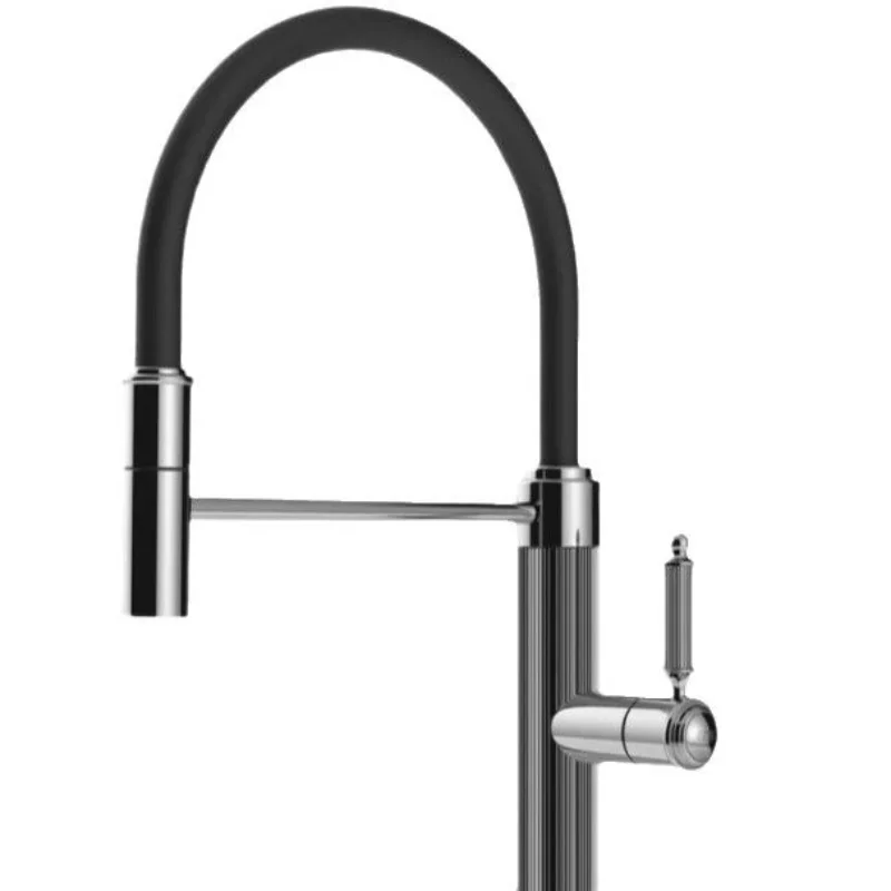 All-copper hot and cold European kitchen rotatable universal pulling household faucet