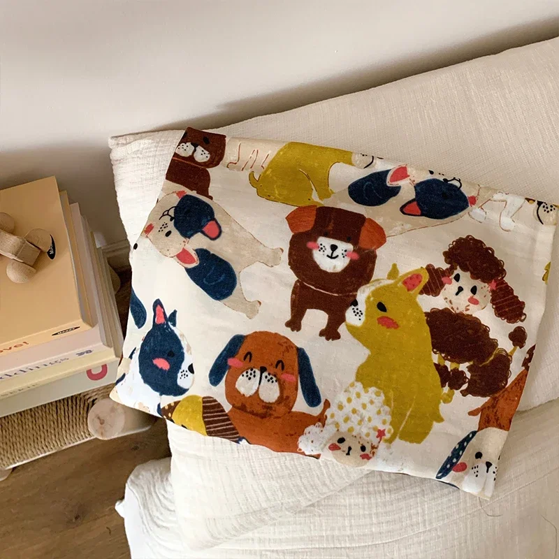 

0.5/1/2 Yard Cartoon Dog Printed Fabric Double Layer Gauze Bamboo Fiber Cotton for DIY Pajamas,Clothing,Dresses,Tablecloths