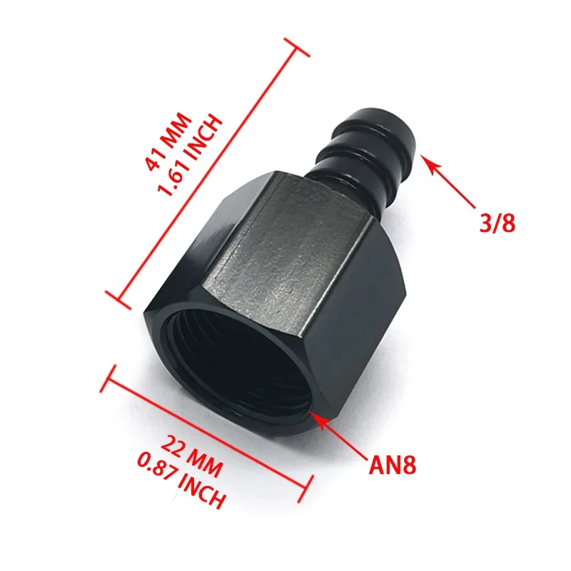 Black Straight Aluminum AN6 AN8 AN10 Female Flare To 3/8 1/2 Barb Push on Hose Fitting for Oil Cooler Fuel Line