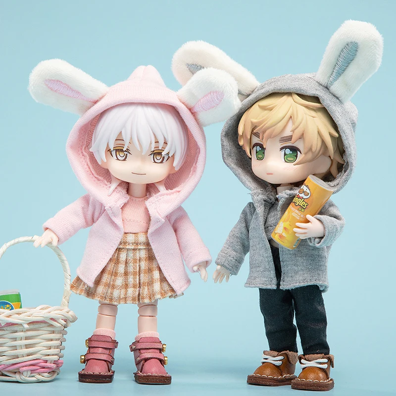 HOUZIWA 1/12 BJD Doll Hoodies Rabbit Molly  OB11 Doll Clothes