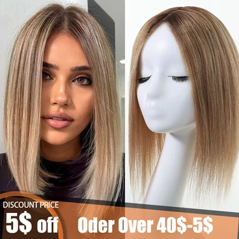 12 pollici marrone ombre 100% capelli umani Remy toppers base in seta clip nei capelli estensioni dei capelli umani Remy per le donne uso quotidiano