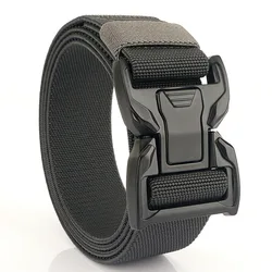 Tactical Belt Zinc Alloy Automatic Buckle Mens Outdoor Sports Training Elastic Canvas Belt for Men