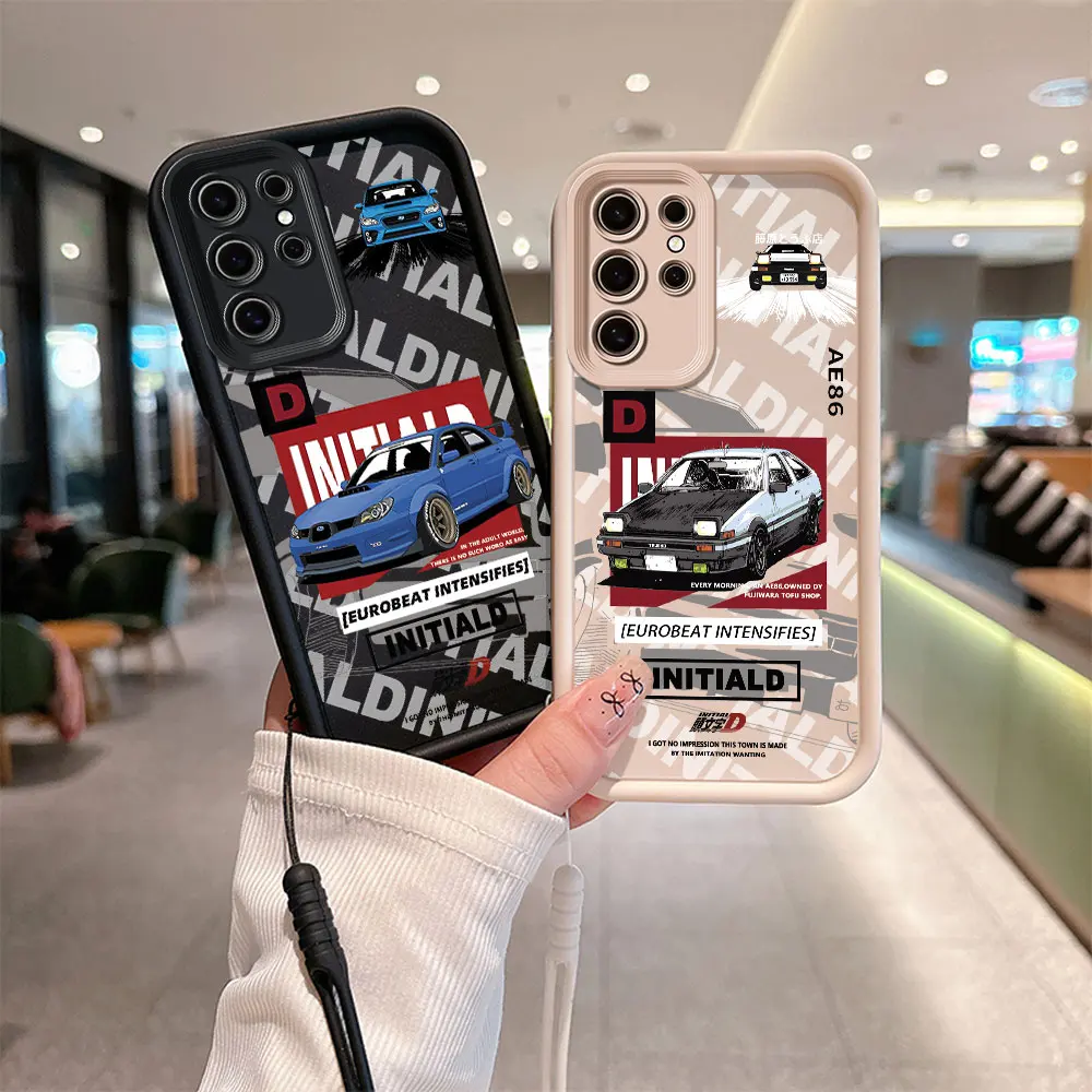 Hot Anime Initial D AE86 Phone Case for Samsung S24 S23 S22 S21 S20 Note 20 FE Plus Ultra 5G Soft Silicone Cover With Hand Strap