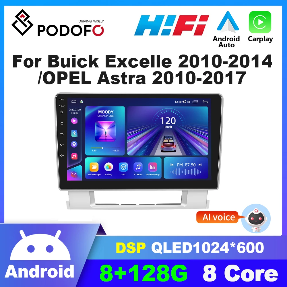 

Podofo CarPlay Android Auto Car Radio for Buick Excelle 2010-2014 Opel Astra 2010-2017 Multimedia autoradio GPS Navigation