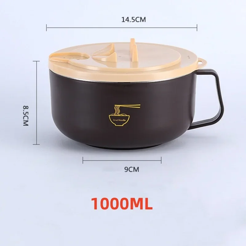 Cuenco Ramen Con Tapa Y Temporizador – 1200 Ml De Acero Inoxidable, A Prueba De Fugas, Para Fideos Instantáneos Y Almuerzo