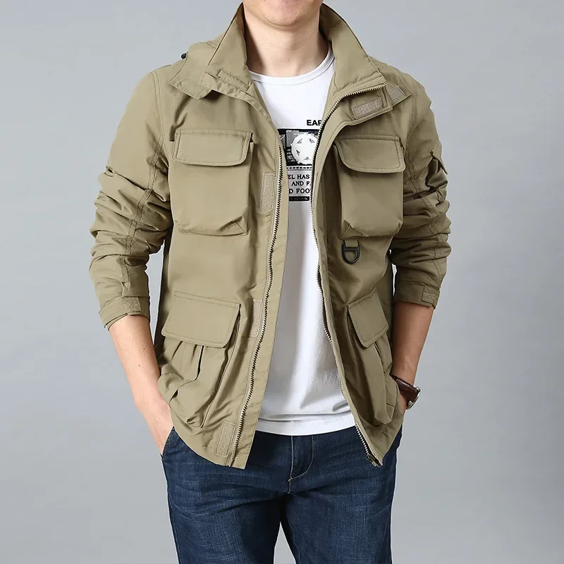 

Весенне-осеннее пальто нового фасона больших размеров для мужчин: дышащая свободная повседневная верхняя одежда для активного отдыха, мужской тренд