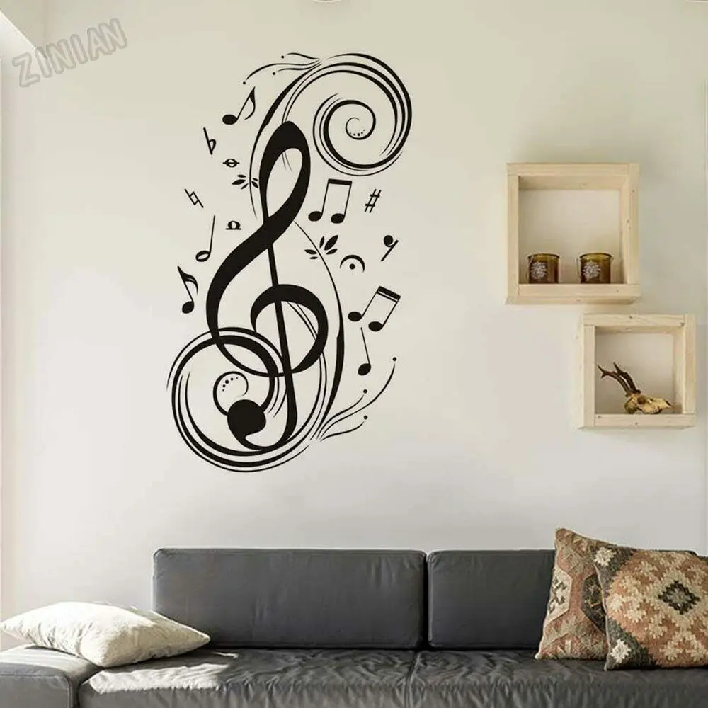 Musical Note Wall Stickers Vinyl Livingroom Decoration Decal Art Master Bedroom Wall Murals Romantic Music Classroom Decals Y274