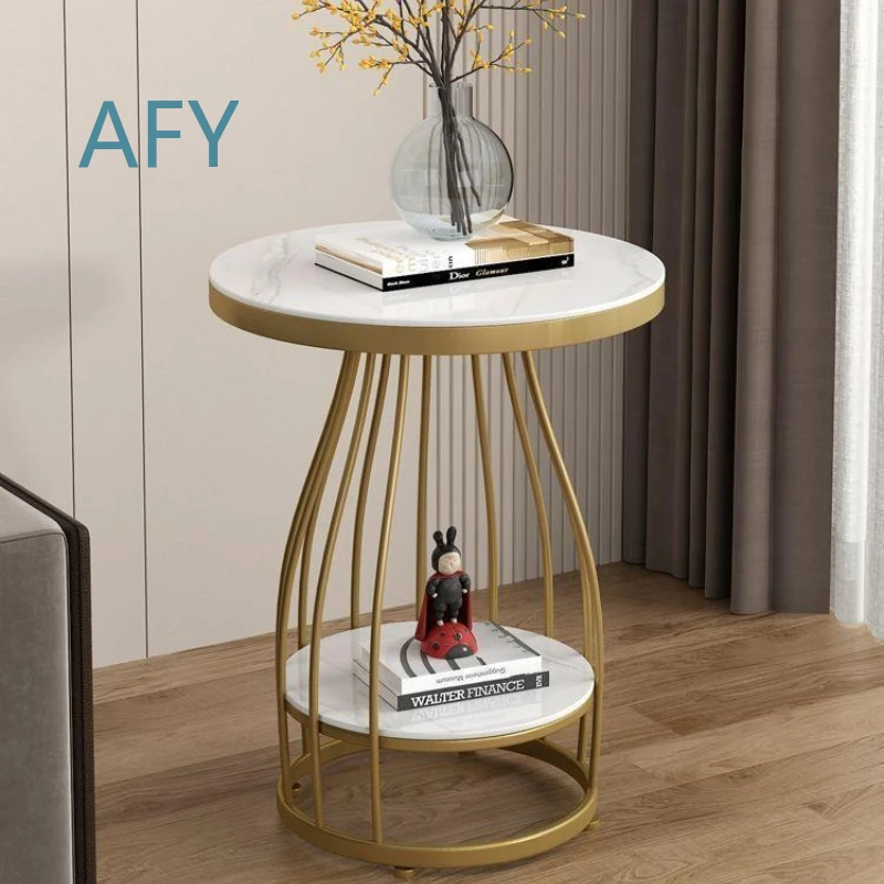 Round Sintered Stone Coffee Table for Sofa Bedside Table Luxury Stain Resistant Wear Resistant Modern Living Room Furniture