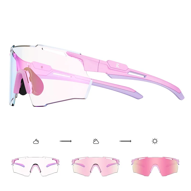 

Kapvoe Pink Photochromic Sunglasses Cycling Glasses Sports for Men Skating Sunglasses for Men High Women UV400 Protection