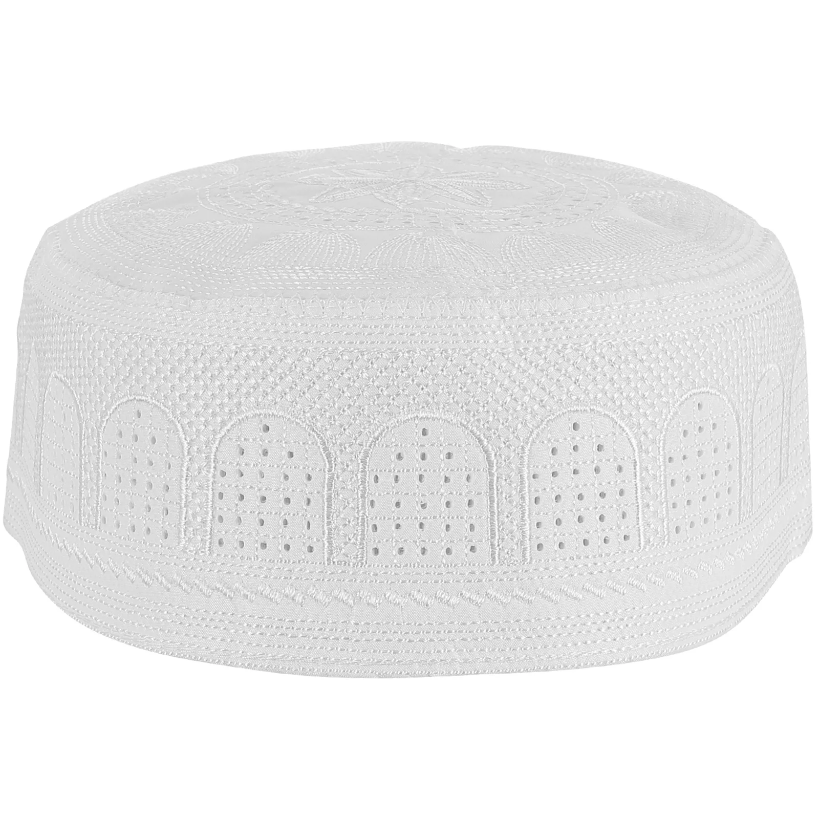 

Islamic Men Worship Lightweight Durable Muslim Worship Hat Riding Cap Embroidered White Muslim Embroidered Hat Practical