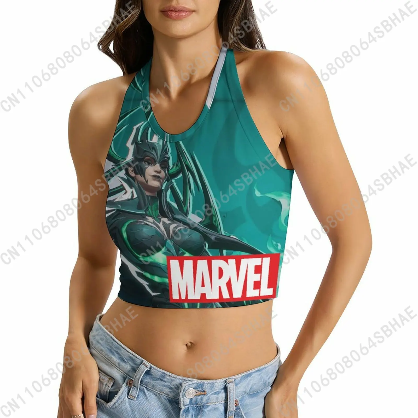 

Marvel Hela Custom Photo Women's Halter Top Personalized Picture Tie Back Cami Upload Your Gift Wife Girlfriend Cosplay