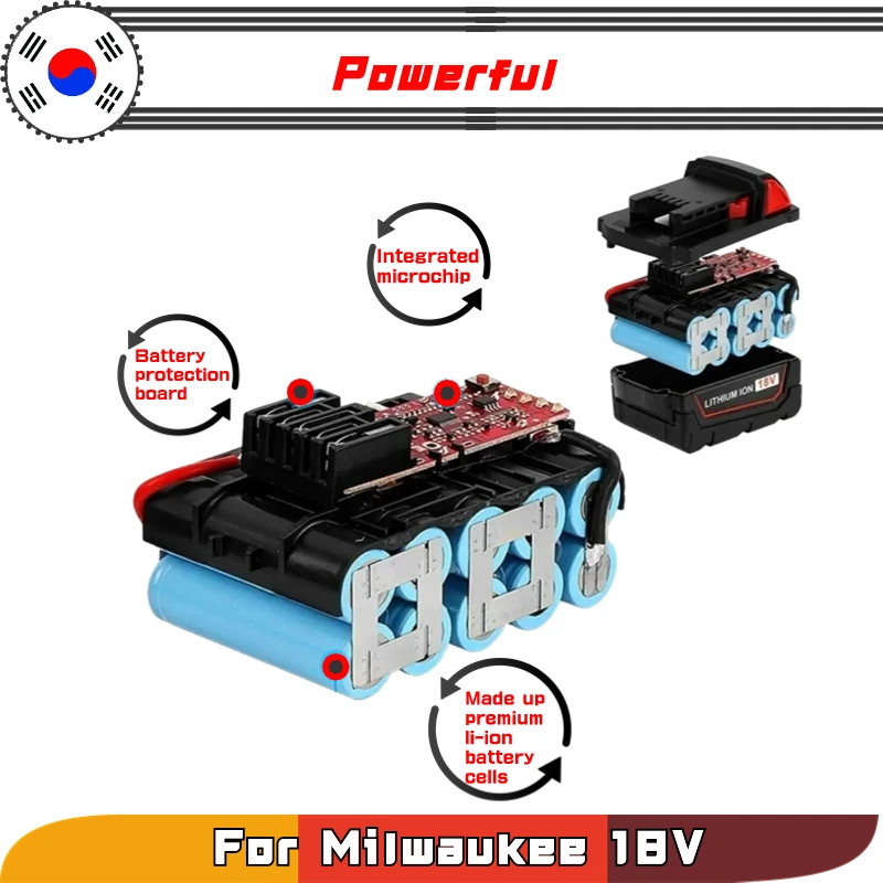 Imagem -03 - Bateria de Ferramentas Elétricas sem Fio Capacidade Estendida Milwaukee 4811-1850 48-11-1840 Milwaukee 48-11-1852 M18 Lithum xc 6.0ah