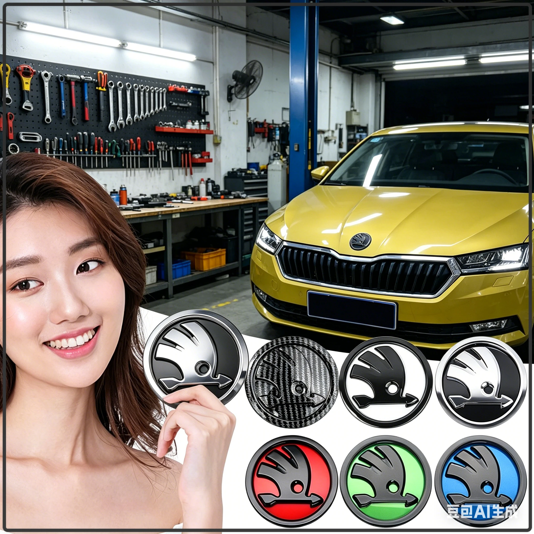 

Car Hood Front Bonnet Grill Rear Trunk Emblem Logo Badge Decal For skoda OCTAVIA RS FABIA KAMIQ KAROQ KODIAQ RAPID SCALA SUPERB