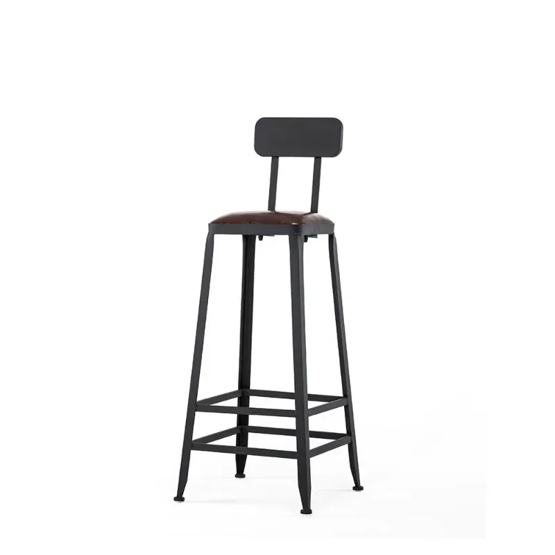 Modern Minimalist Bar Chairs Iron High Stools Kitchen Comfortable Backrest Counter Seat Stable Load-bearing Restaurant Furniture