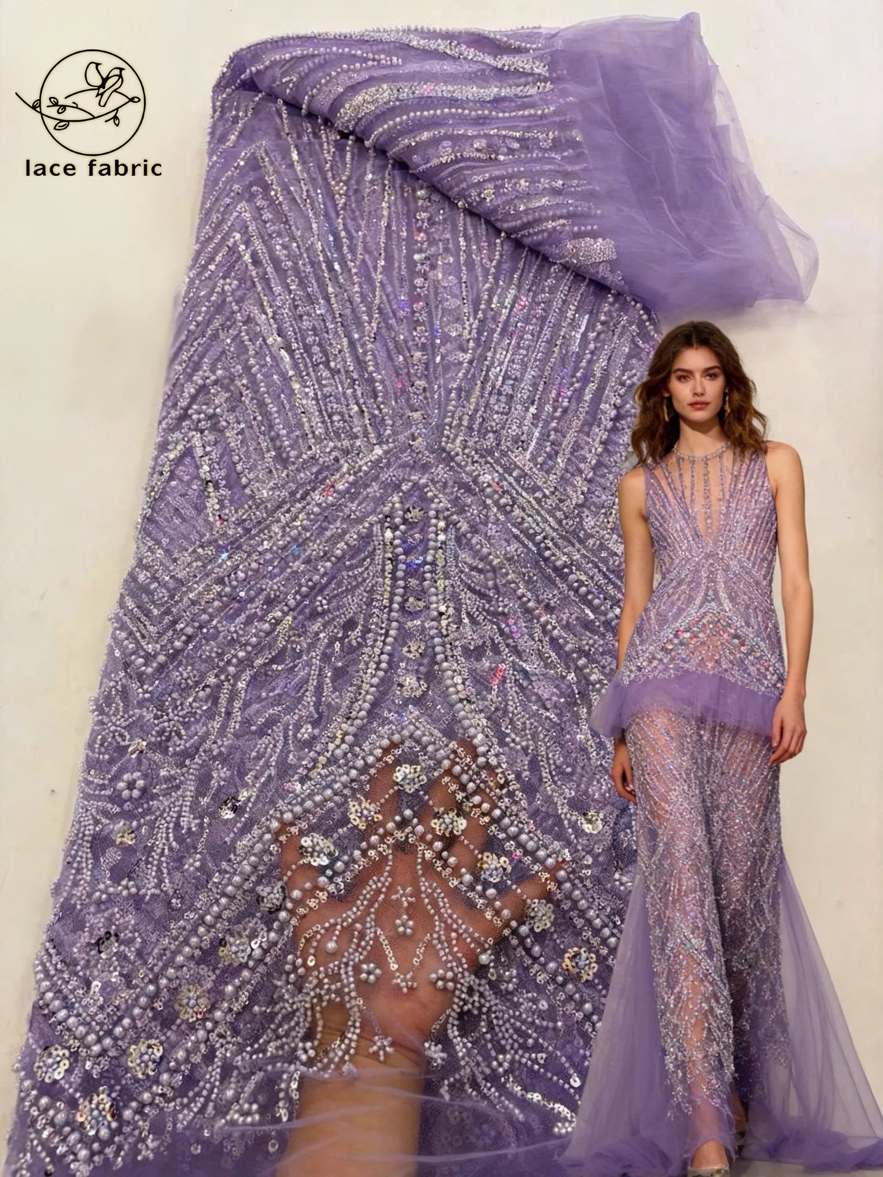 

Fashion Elegant French Mesh Beads Embroidery 2026 Sequins Lace Fabric African Nigerian Tulle Lace Fabric For Wedding Dress Women