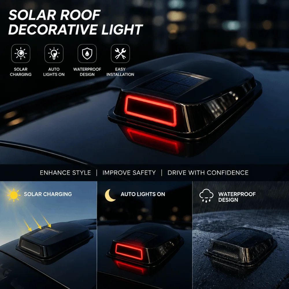 省エネソーラー充電構造-ソーラー式カーライト-優しい点滅光-コンパクト軽量ボディ-led警告灯