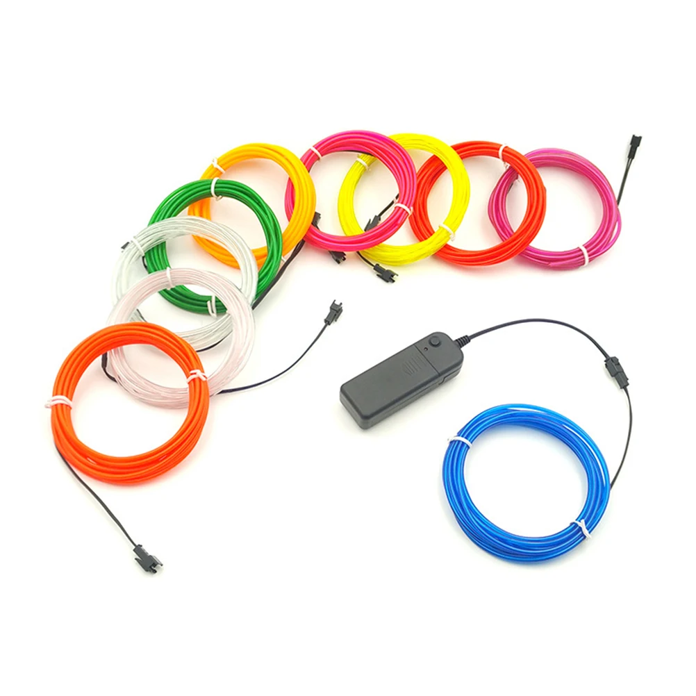 

2M Eye Catching El Wire Rope Light Strip Cable for Car Christmas Halloween Holiday Party DIY Decoration (Red)