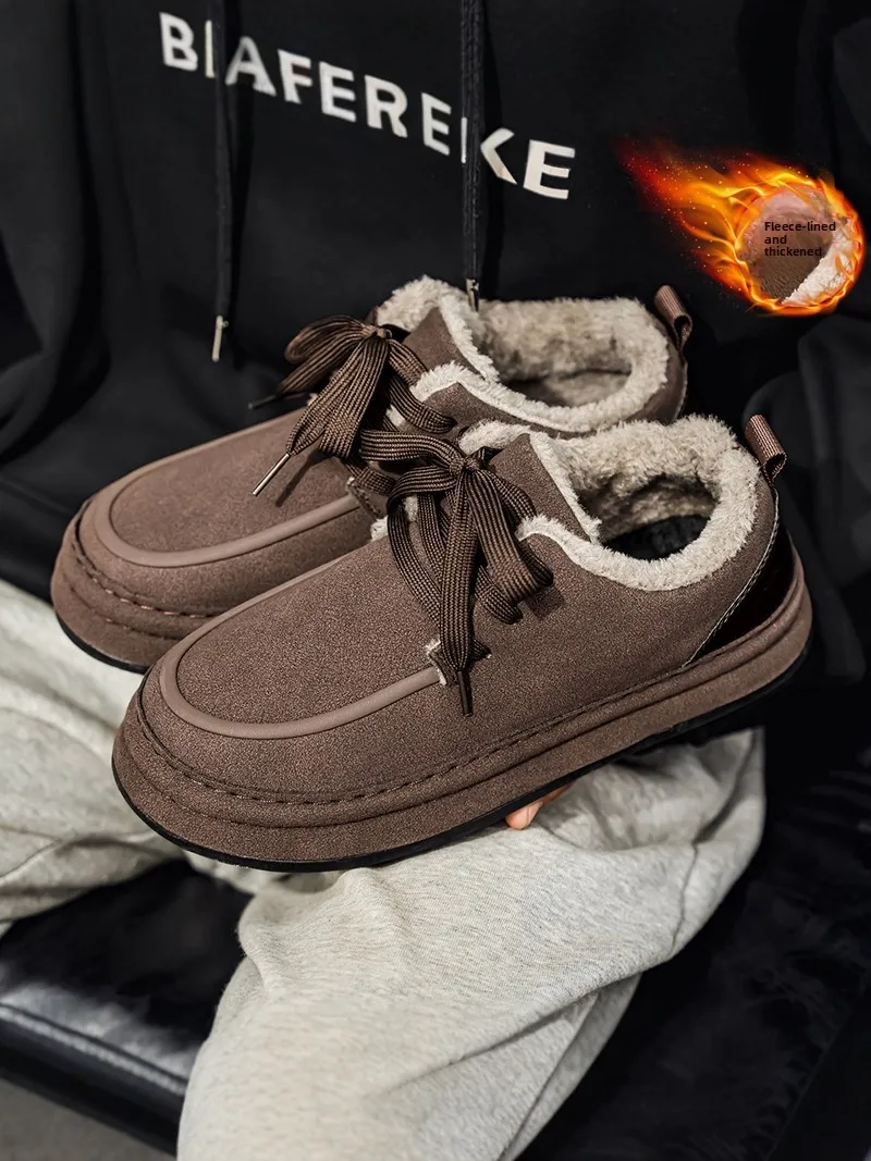 

Men's Winter Faion Brand Birkent Cotton oes with Fce Warmth Casual Loers Thi Bot Rubber Sole round Toe