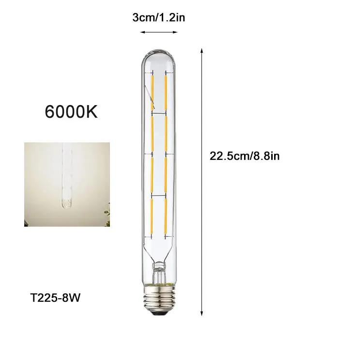 GY 100–240 V, 6000 K, LED-Glühlampe, 110 V, 120 V, 6500 K, röhrenförmige Edison-Glühbirnen, T10, T185 T225, T30, T300, lange Röhre, 4 W, 6 W, 8 W, LED-Glühbirne 6