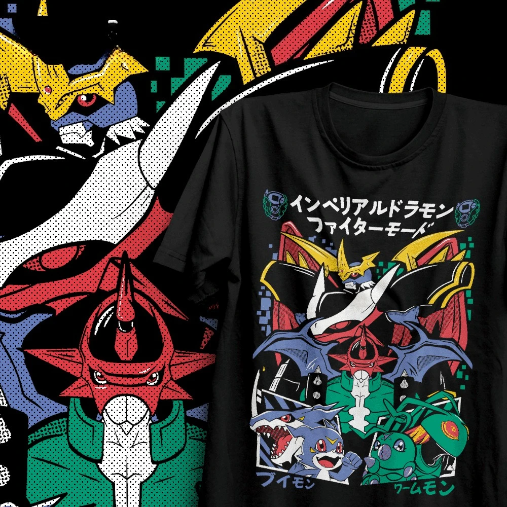 Summer Digimon Adventure Animation Brand 100%Cotton Kaiser Greymon Printed T-shirt Unisex Short Sleeve Adult Children Y2k