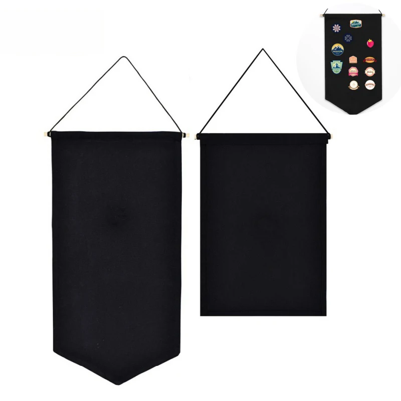 

1PC Storage Enamel Pin Display Banner, Hanging Brooch Pin Collection Holder with Wooden Rod,2 Style