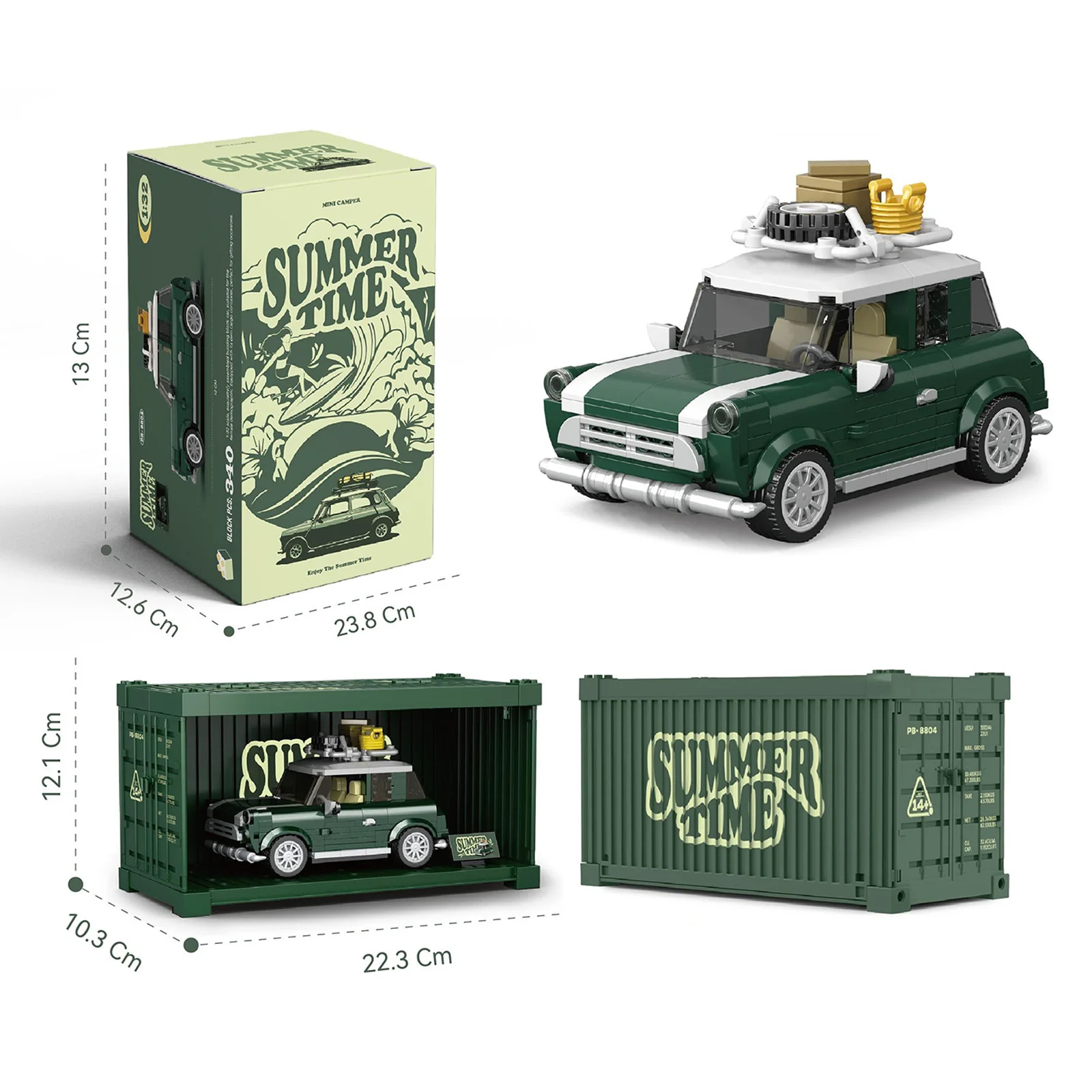 New PB8804 340pcs Mini Station Wagon Car Model Building Blocks Bricks Cars set MOC Technical DIY Toy Small Pellet Puzzle Box Set