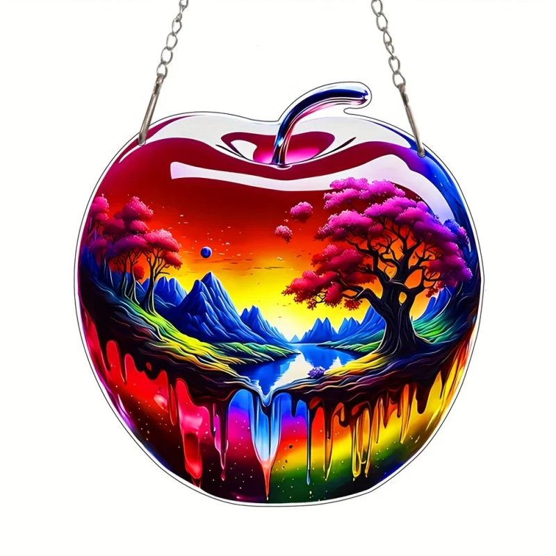 Colorful Apple Landscape Acrylic Sun Catcher, 5.5