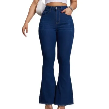 سراويل جينز مضيئة للنساء من قماش الدنيم سراويل قصيرة بجيوب متعثرة قابلة للتمدد بخصر عالٍ مغسولة 2025 ملابس الشارع بطول الأرض #5