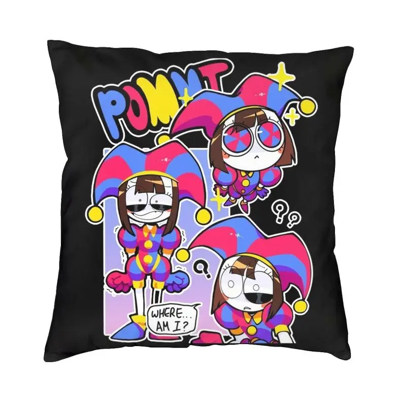 Amazing Circus Cartoon Games Digital Square Pillow Case Home Decor Pomni Cushions Throw Pillow for Car Double-sided Printing