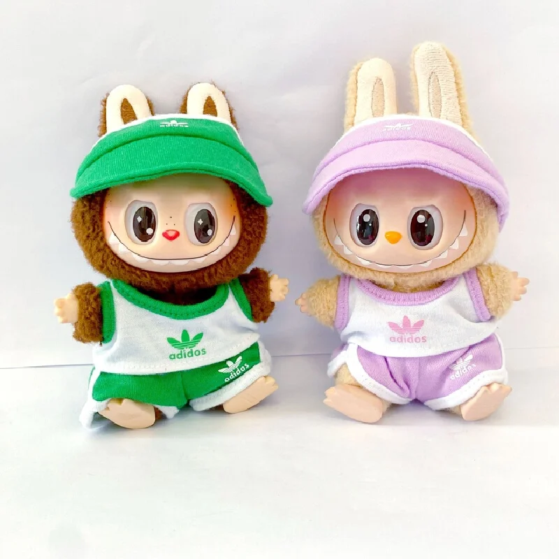 

For [Clothes Only] first and second generation Labubu keychain clothes pendant Labubu sit party Adi sports suit