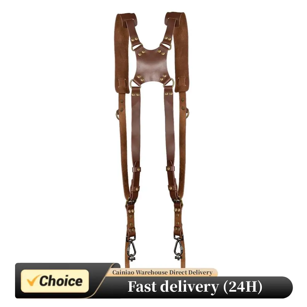 

Двойной ремень для камеры, регулируемый кожаный ремень для камеры, универсальный ремень для переноски камер DSLR/SLR