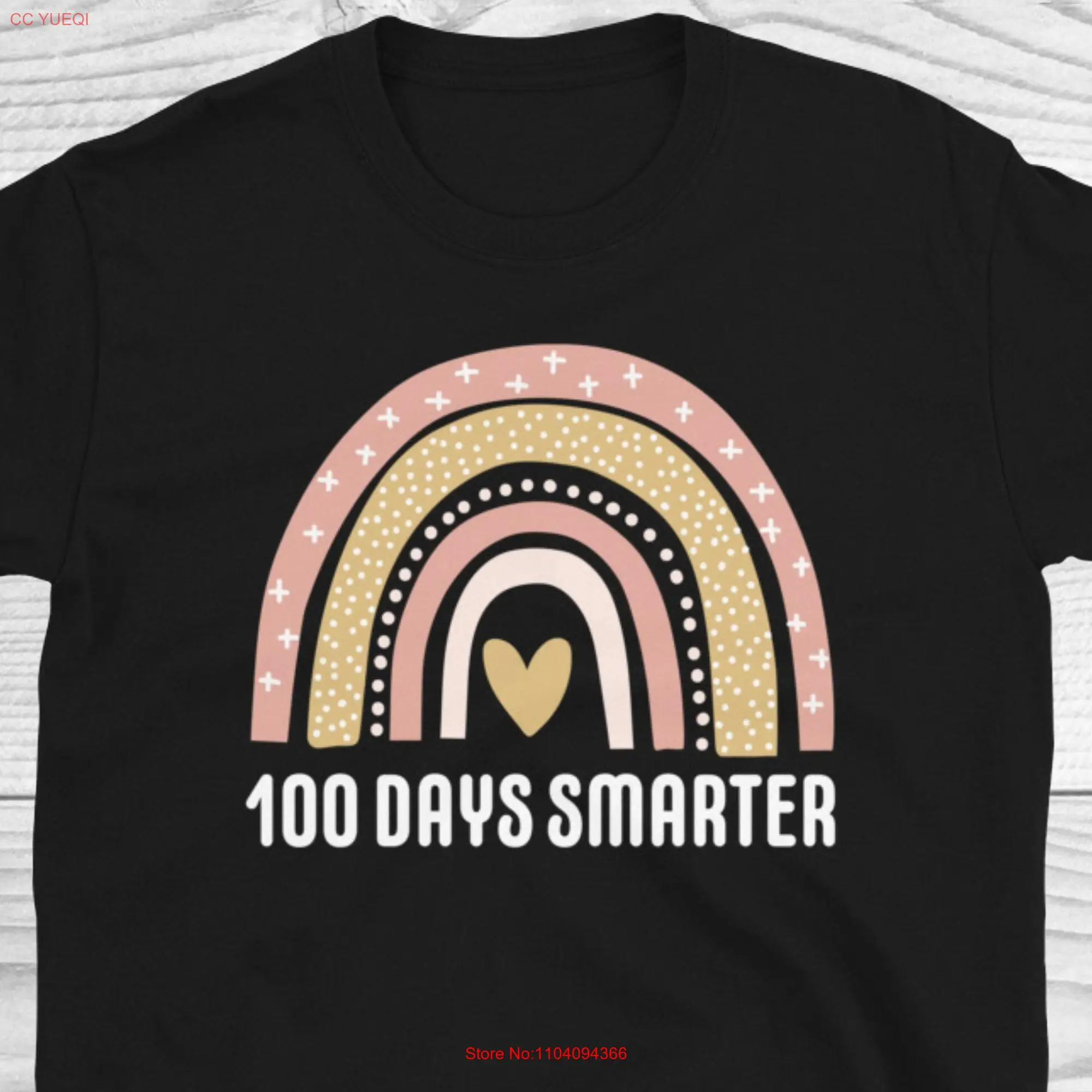 100 Days Smarter Cute Rainbow T Shirt Teacher School long or short sleeves