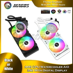 PC CPU Water Cooling Cooler 240mm With Display Monitor, CPU Watercooler For LGA 1700/1200/115X/2011/2066/AM5/AM4/AM3 AMD