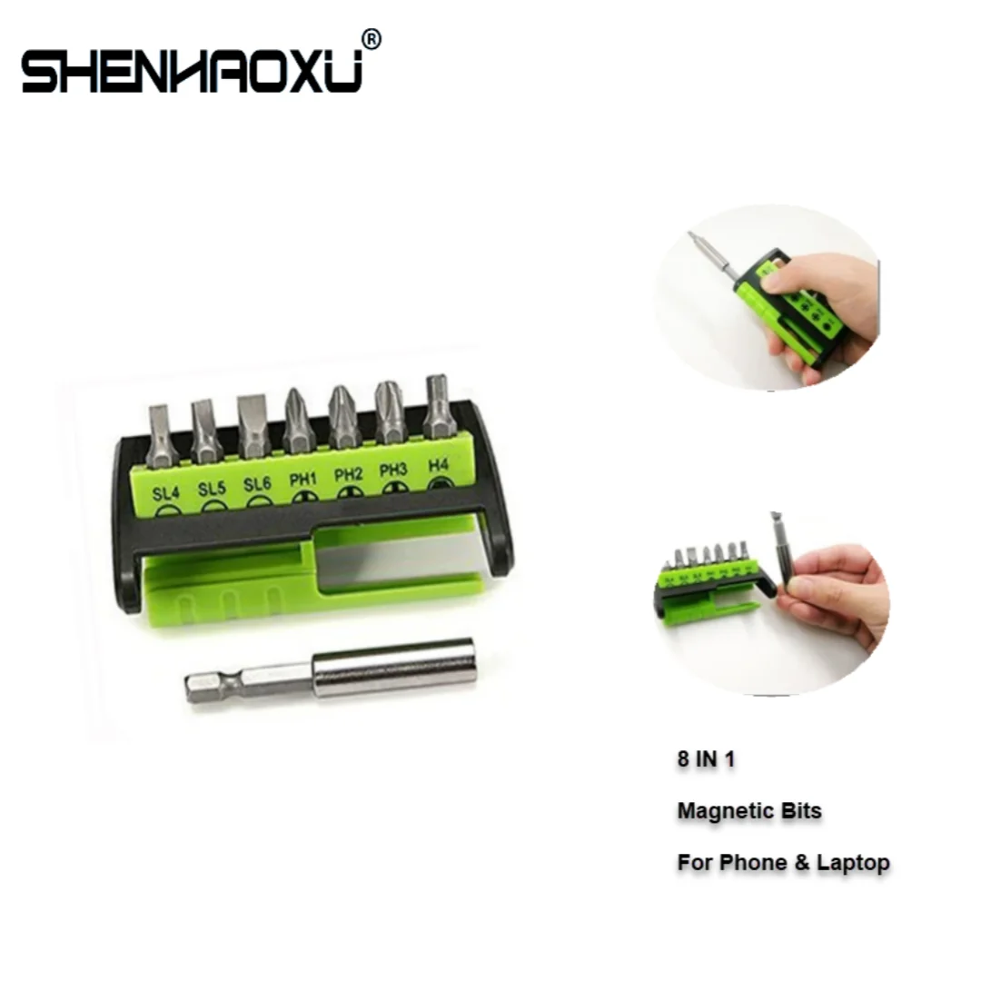 Conjunto de chave de fenda de precisão 8 em 1, ferramentas de reparo para iphone, pc, laptop, faça você mesmo, brocas hexagonais phillips com fenda magnética, kit de ferramentas manuais