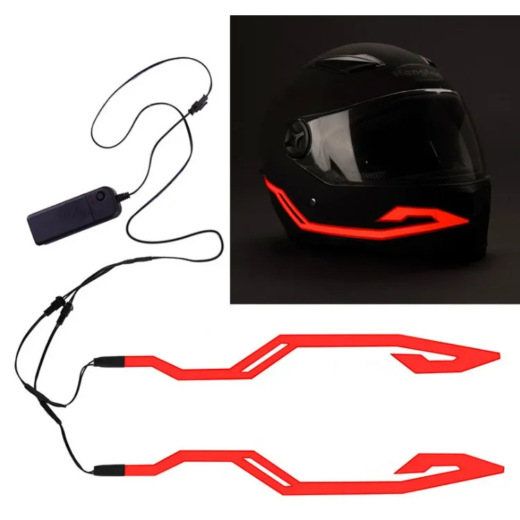 Cool Waterproof LED Cold Light 4-in-1 Motorcycle Bike Helmet with EL Sticker Warning Light Motorcycle Night Riding Accessories