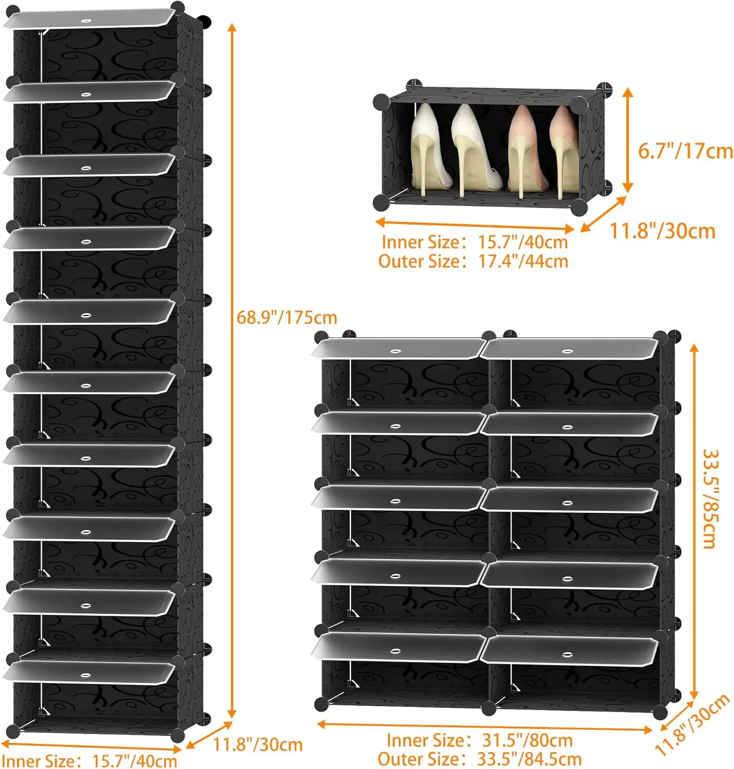 Organizador de rack de sapato, prateleira estreita para sapatos, armário para entrada, quarto e corredor, 10 camadas, 20 pares